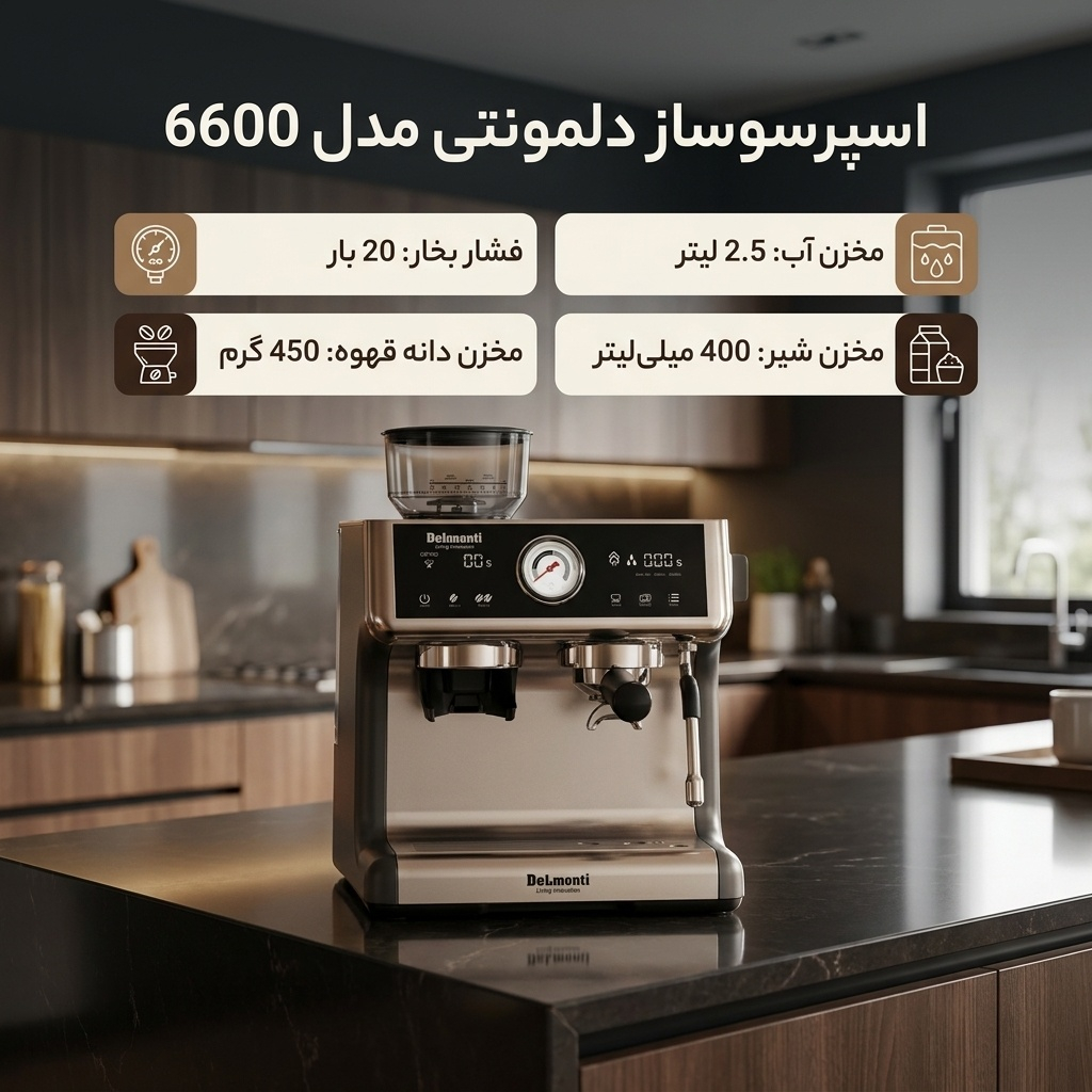 اسپرسو ساز 2500 میلی‌لیتر دلمونتی مدل 6600