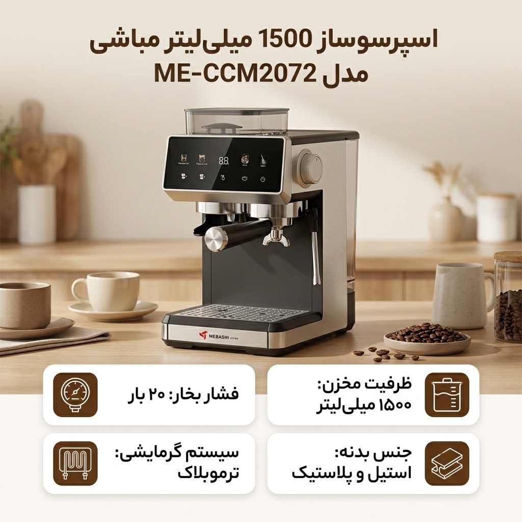 اسپرسو ساز 1500 میلی‌لیتر مباشی مدل ME-CCM2072