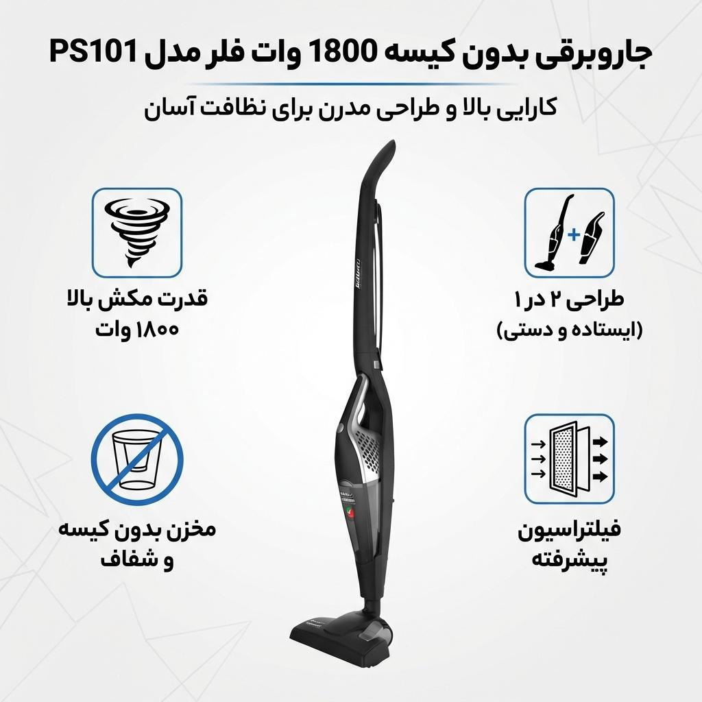 جاروبرقی بدون کیسه 1800 وات فلر مدل PS101