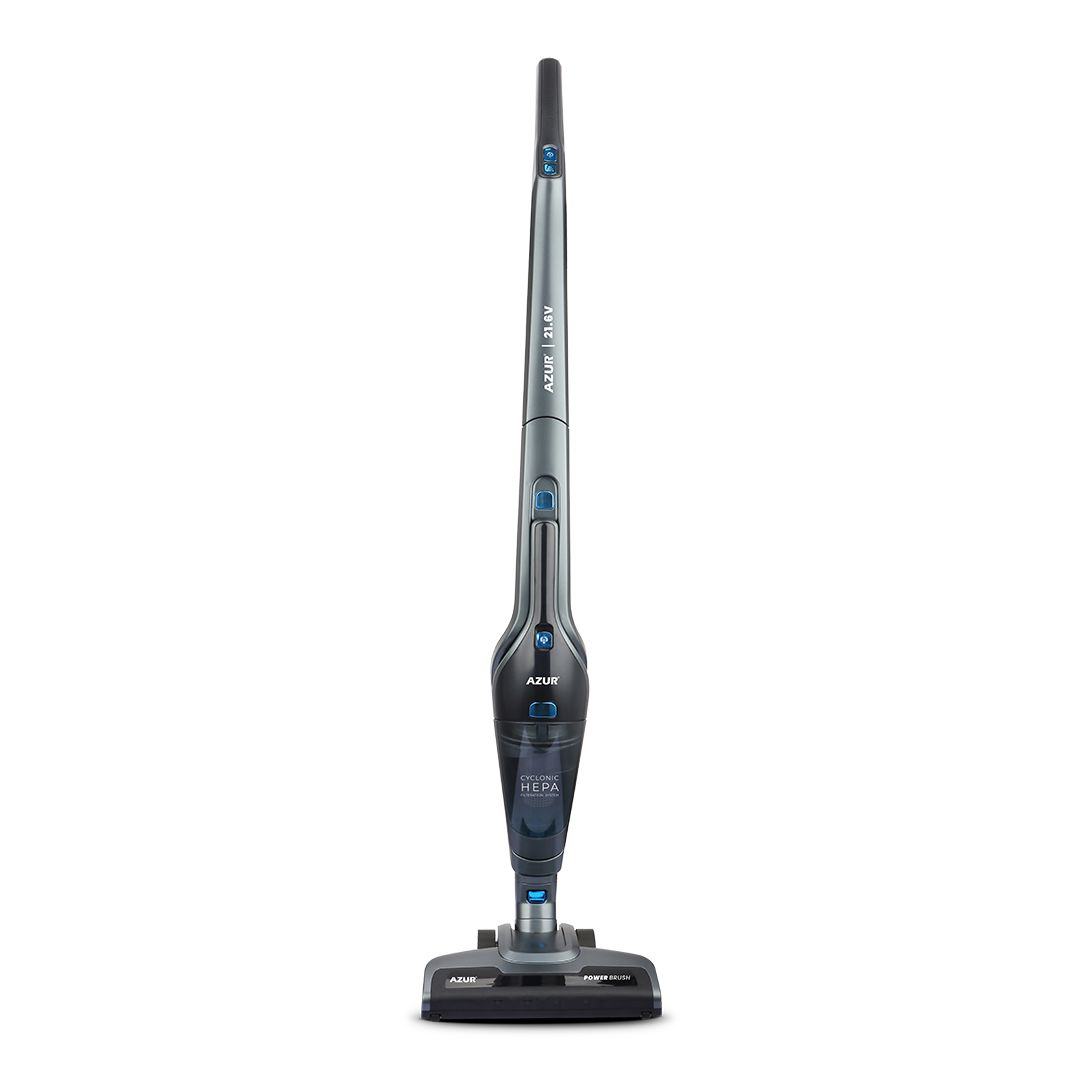 جارو شارژی عصایی آزور مدل AZ-316VC با باتری 2000 میلی‌آمپر ساعت، قدرت موتور 21.6 ولت، ظرفیت مخزن 550 میلی‌لیتر، فیلتر Cyclone HEPA و قابلیت مکش مرطوب و خشک