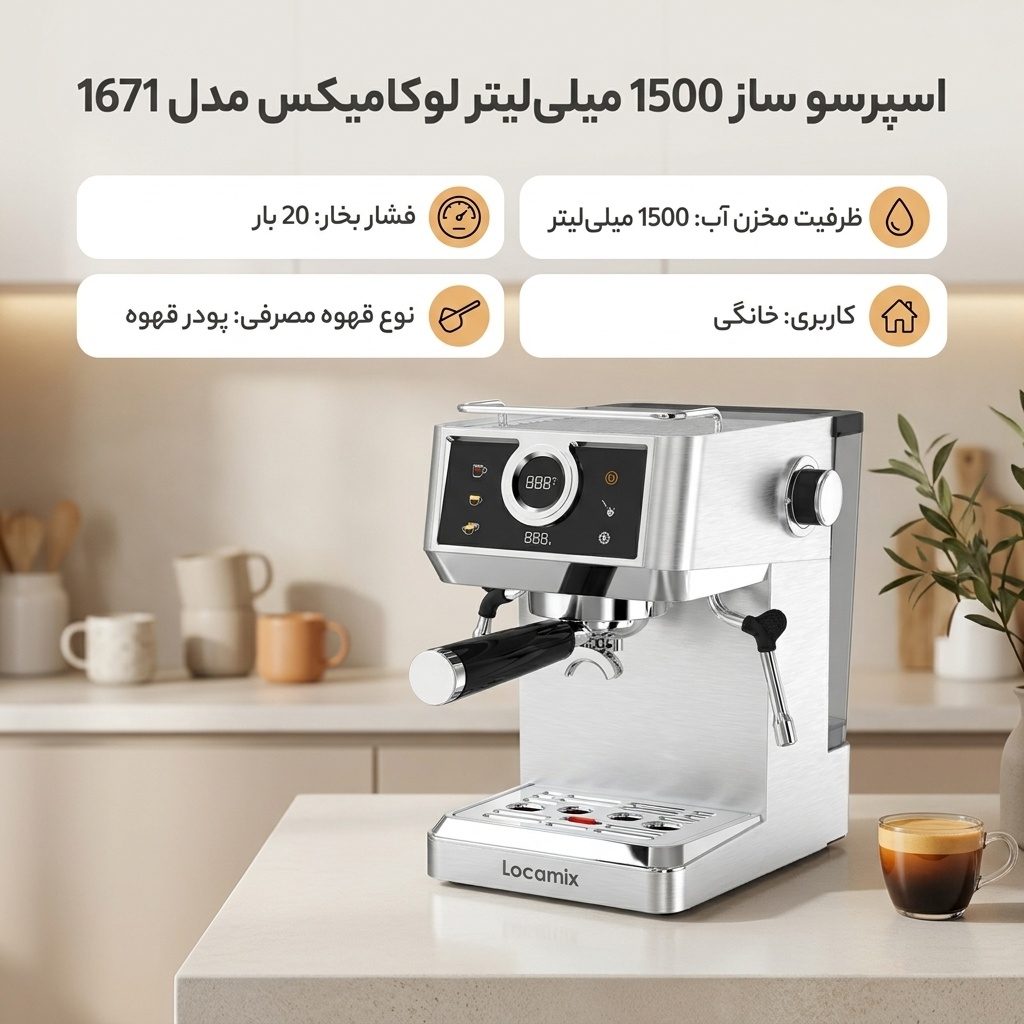 اسپرسو ساز 1500 میلی‌لیتر لوکامیکس مدل 1671