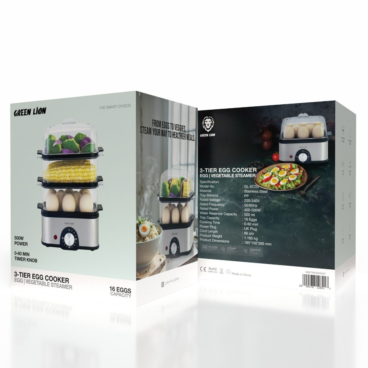 بخارپز 0.5 لیتری گرین لاین مدل GN3TREGGCK