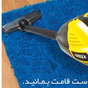 جارو شارژی دستی کنزاکس مدل KVC-118 با باتری لیتیوم 18 ولت، توان مکش 1500 وات، فیلتر نانو قابل شستشو، سیستم تخلیه آسان مخزن، بدنه ضد خش ABS و پایه شارژ سریع