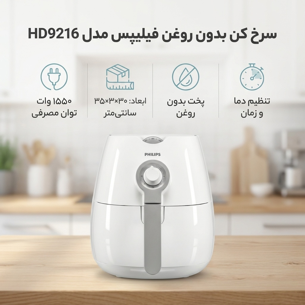 سرخ کن بدون روغن فیلیپس مدل HD9216