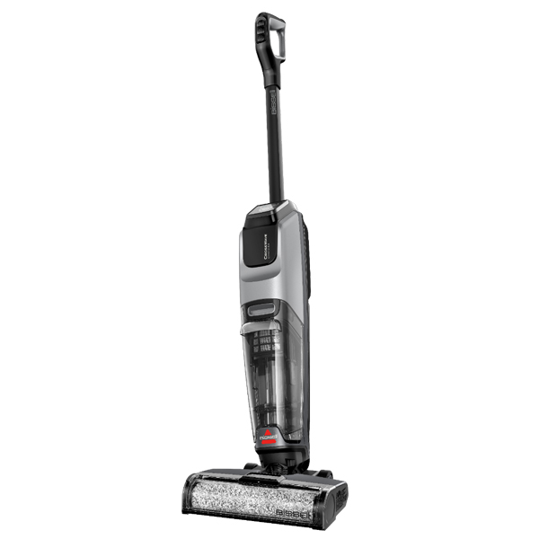 جارو شارژی عصایی بیسل مدل CrossWave OmniForce EDGE 4000E با باتری 2500mAh، توان مکش 31 AirW، سه حالت کاری PowerVac، PowerMop و Turbo، مخزن زباله 660 میلی‌لیتری، مخزن مایعات 440 میلی‌لیتری، برس خودتمیزشونده و فناوری ZEROGAP