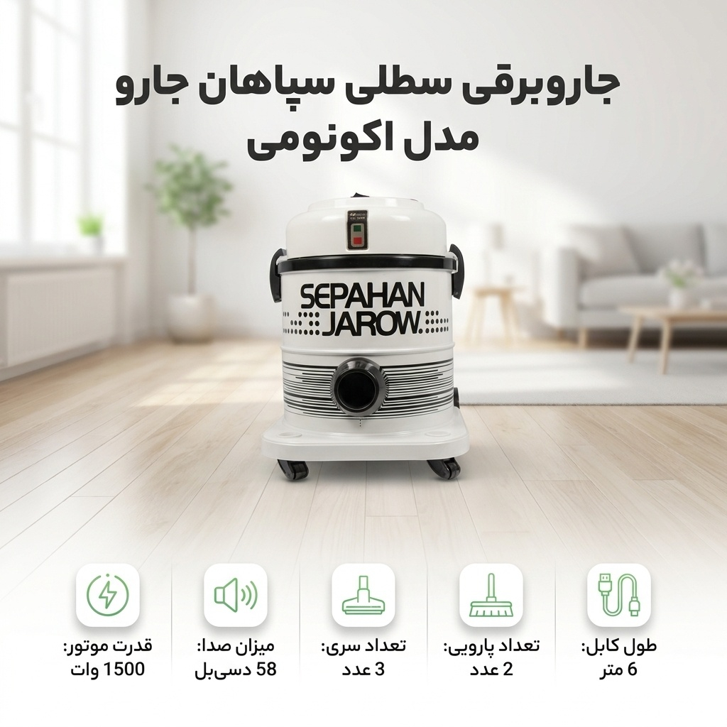 جاروبرقی سطلی سپاهان جارو مدل اكونومي
