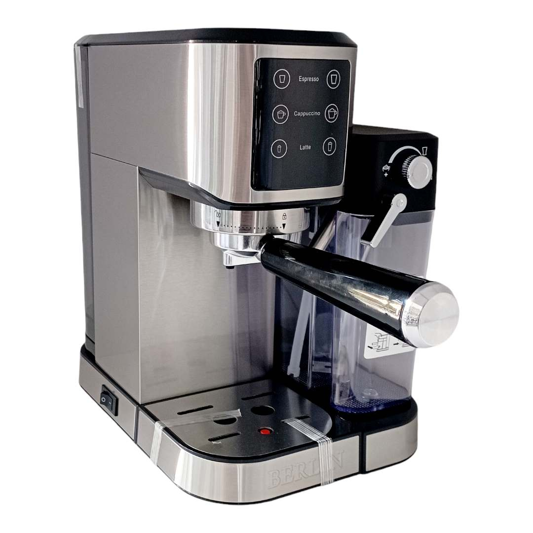 اسپرسوساز 1000 میلیلیتری برلین مدل BE-1700، مناسب تهیه اسپرسو و کاپوچینو، دارای 1 عدد نازل قهوه، حالت آماده به کار، سیستم گرم کردن فنجان