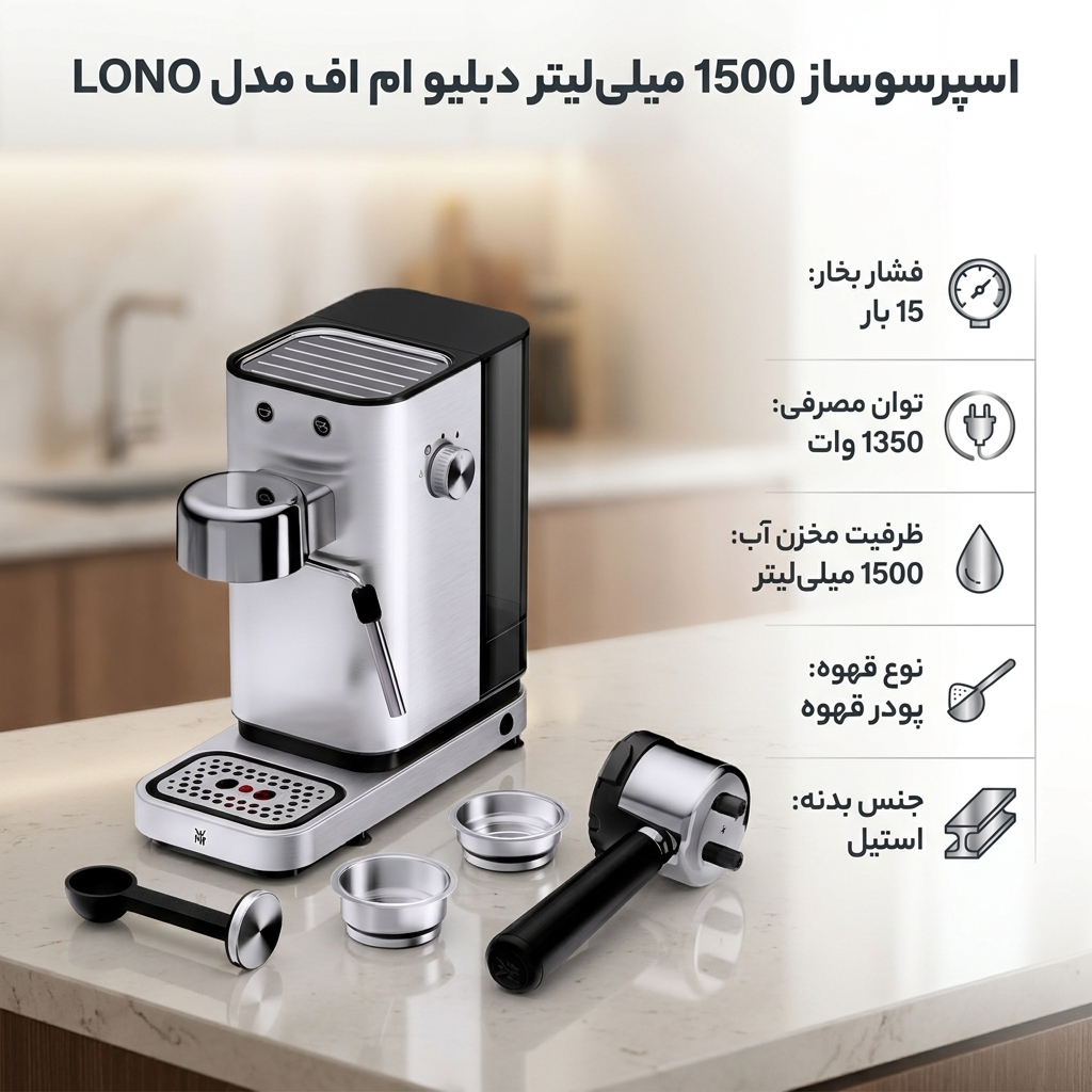 اسپرسو ساز 1500 میلی‌لیتر دبلیو ام اف مدل LONO