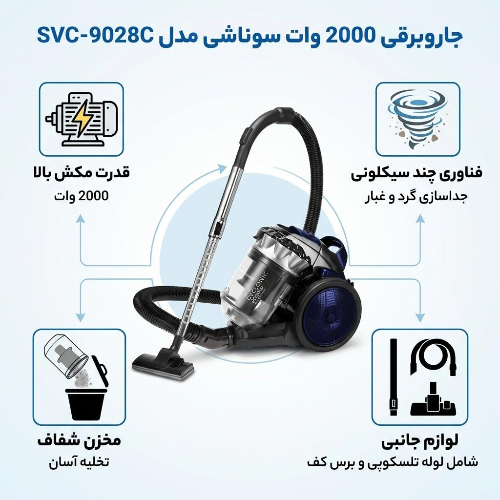 جاروبرقی 2000 وات سوناشی مدل SVC-9028C