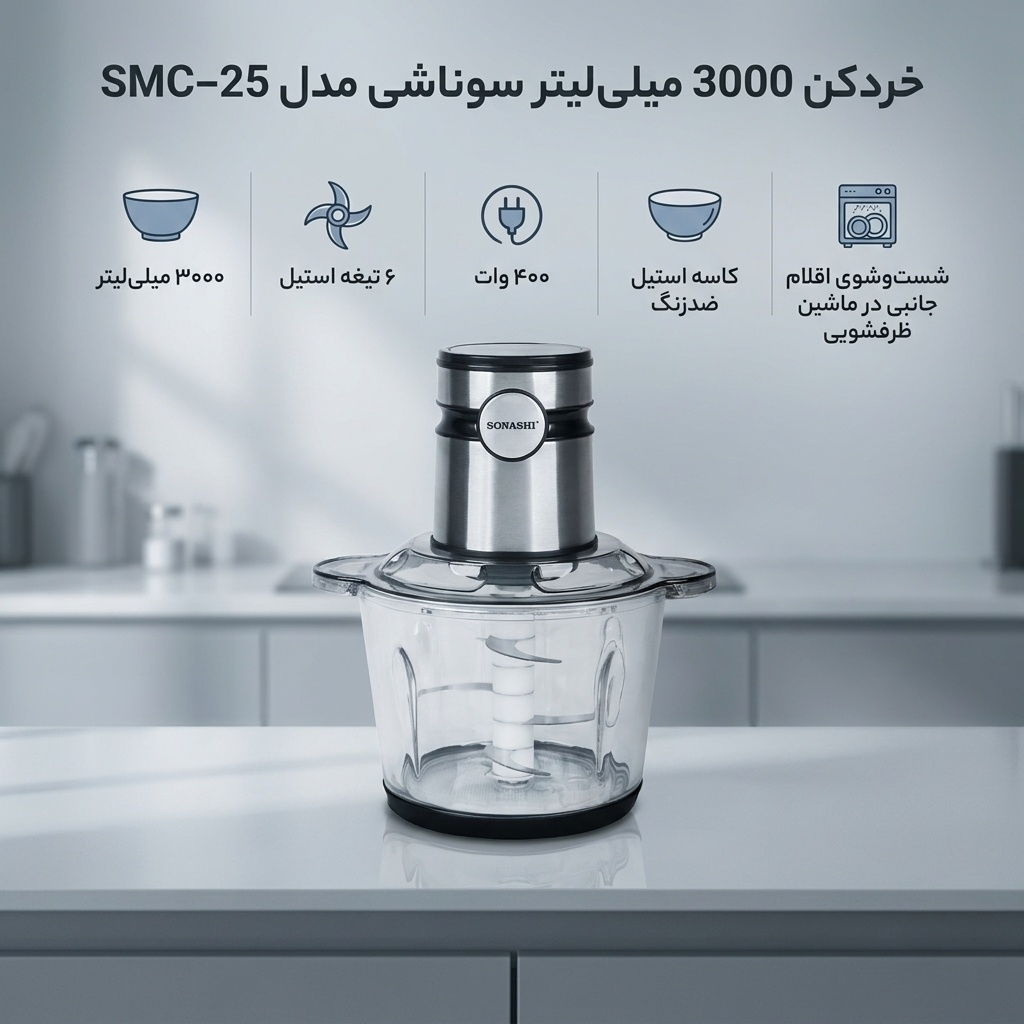 خردکن 3000 میلی‌لیتر سوناشی مدل SMC-25