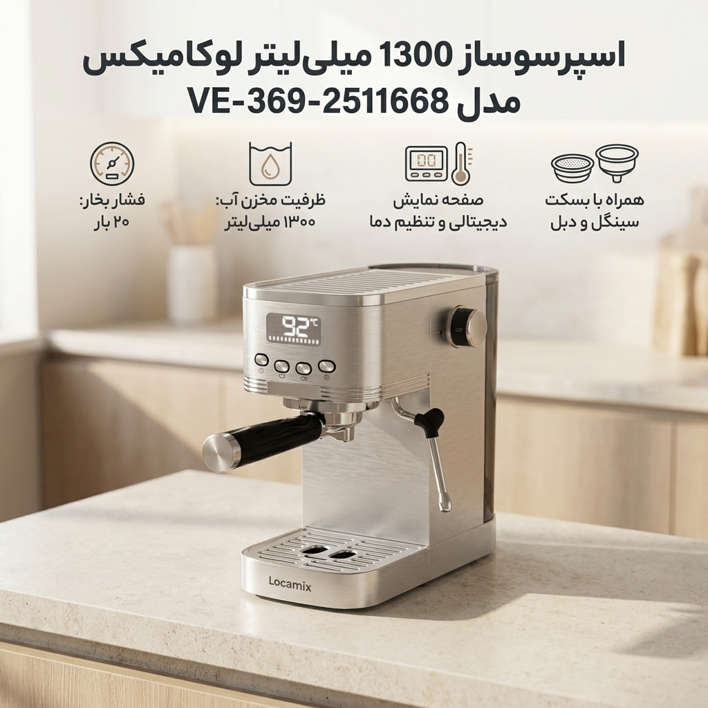اسپرسو ساز 1300 میلی‌لیتر لوکامیکس مدل VE-369-2511668