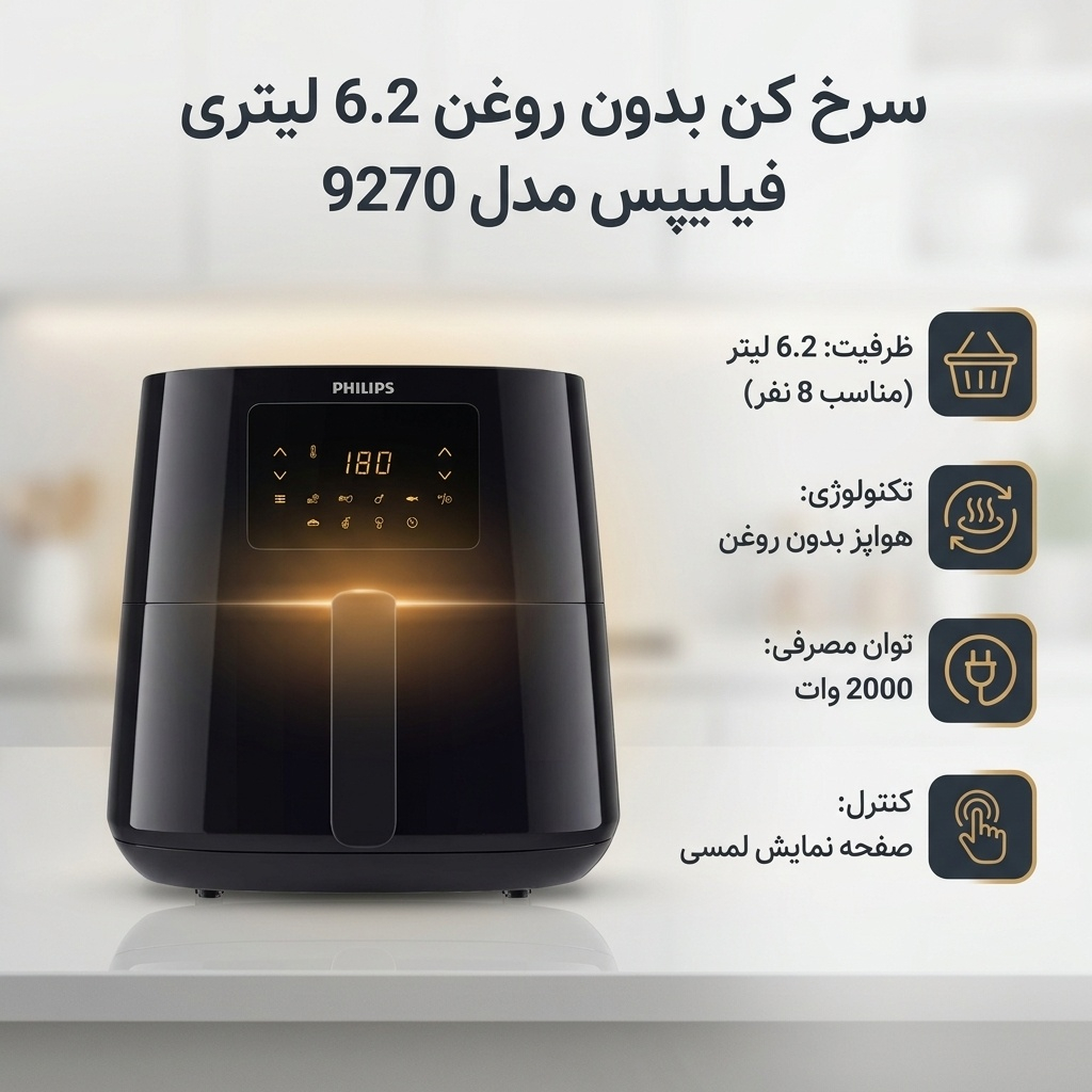 سرخ کن بدون روغن 6.2 لیتری فیلیپس مدل 9270