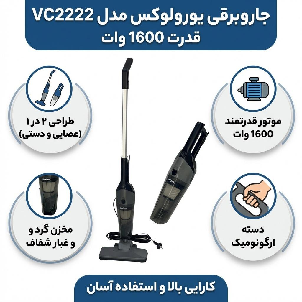 جاروبرقی 1600 وات یورولوکس مدل VC2222