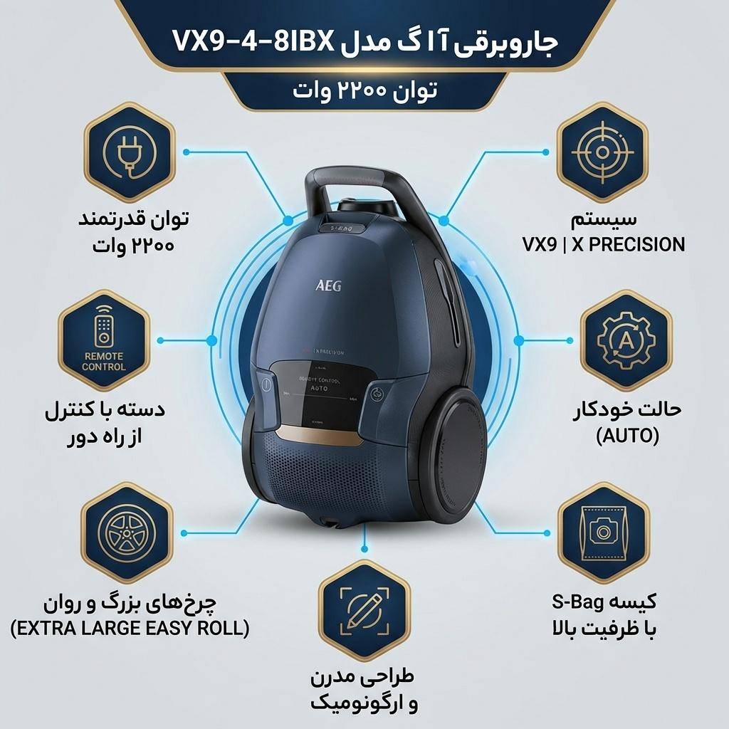 جاروبرقی 2200 وات آ ا گ مدل VX9-4-8IBX