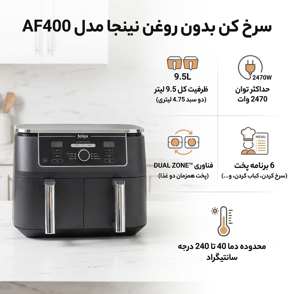 سرخ کن بدون روغن نینجا مدل AF400