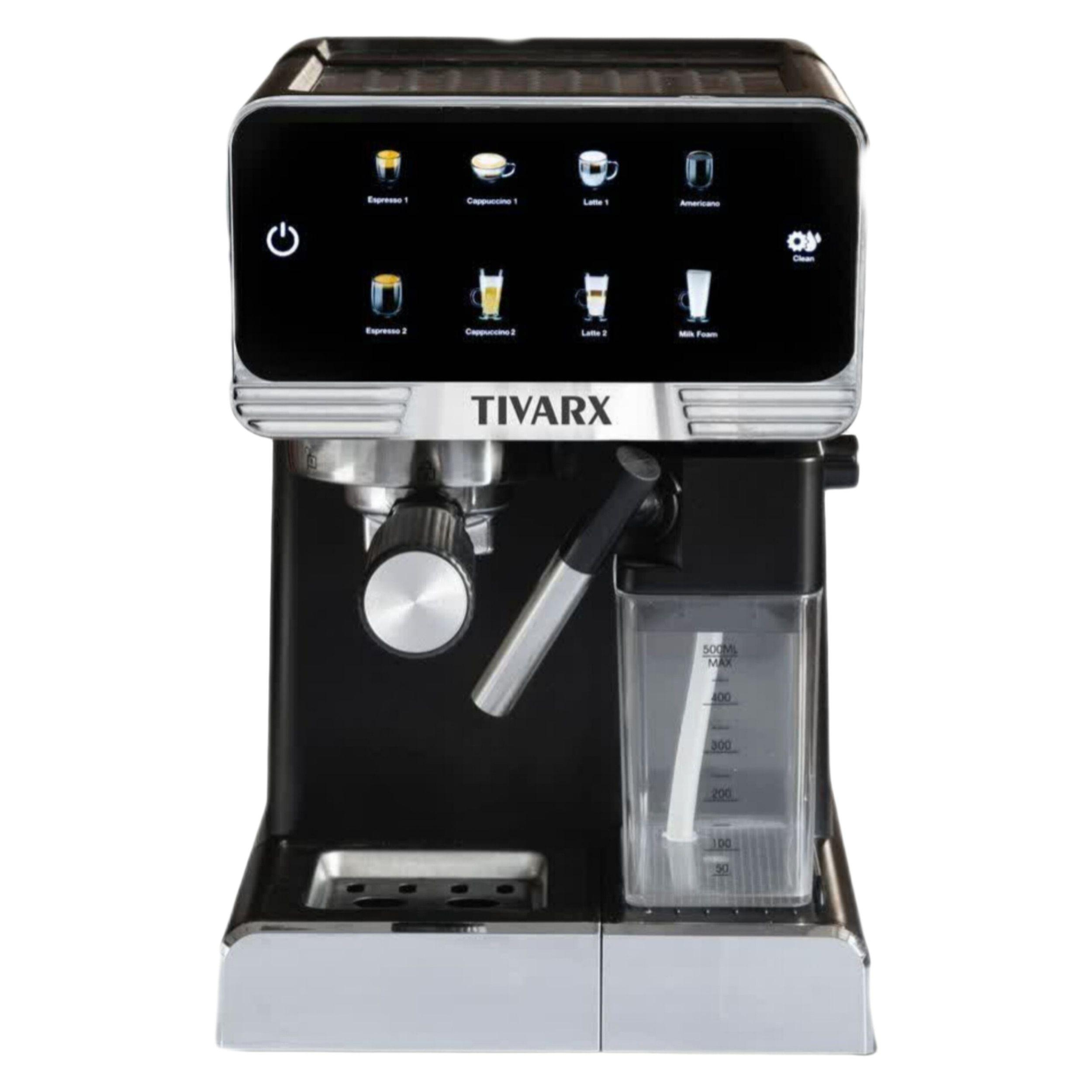 اسپرسوساز 1250 میلی‌لیتری تیوارکس مدل TX-7477، مناسب تهیه اسپرسو، کافه لاته، موکا، کاپوچینو، ماکیاتو، ریسترتو، لانگو، آمریکانو، کافه اوله و فلت وایت، دارای 1 عدد نازل قهوه، حالت آماده به کار، سیستم گرم کردن فنجان، سینی چکه گیر، مکانیزم نظافت خودکار