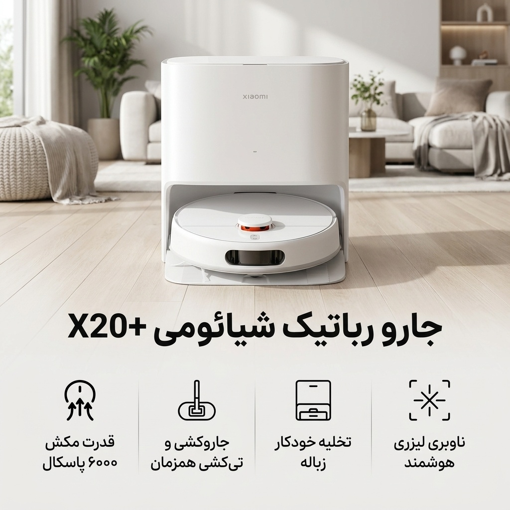 جارو رباتیک شیائومی مدل Xiaomi Robot Vacuum X20 + EU
