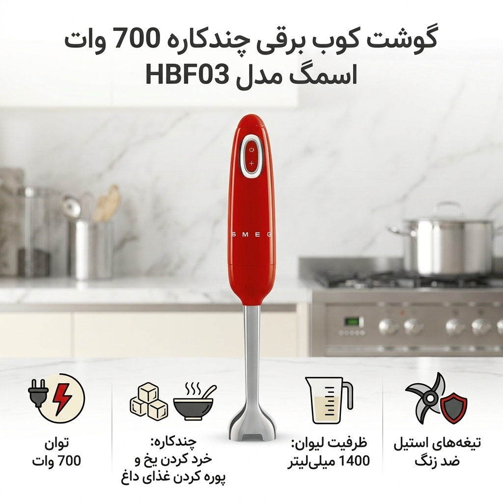 گوشت کوب برقی چندکاره 700 وات اسمگ مدل HBF03