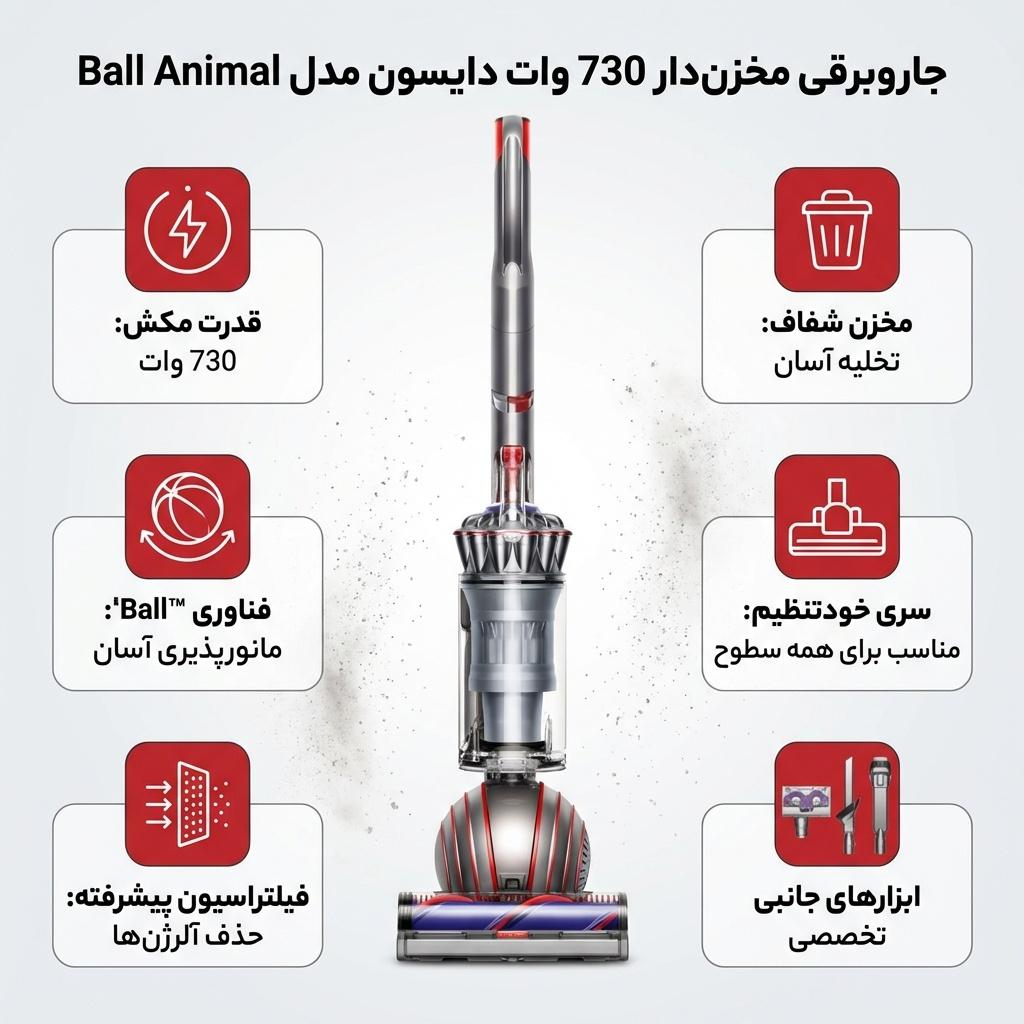 جاروبرقی مخزندار 730 وات دایسون مدل Ball Animal