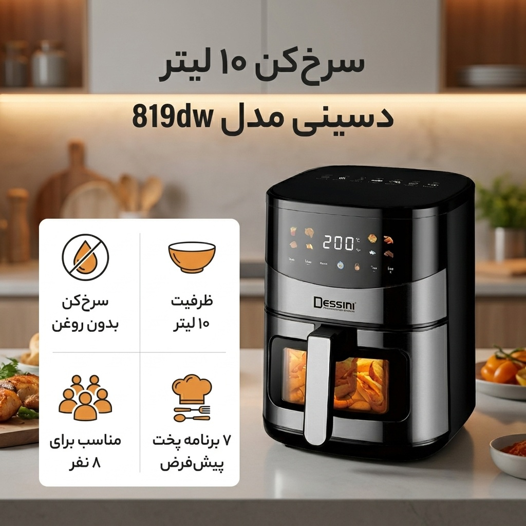 سرخ‌کن ۱۰ لیتر دسینی مدل 819dw