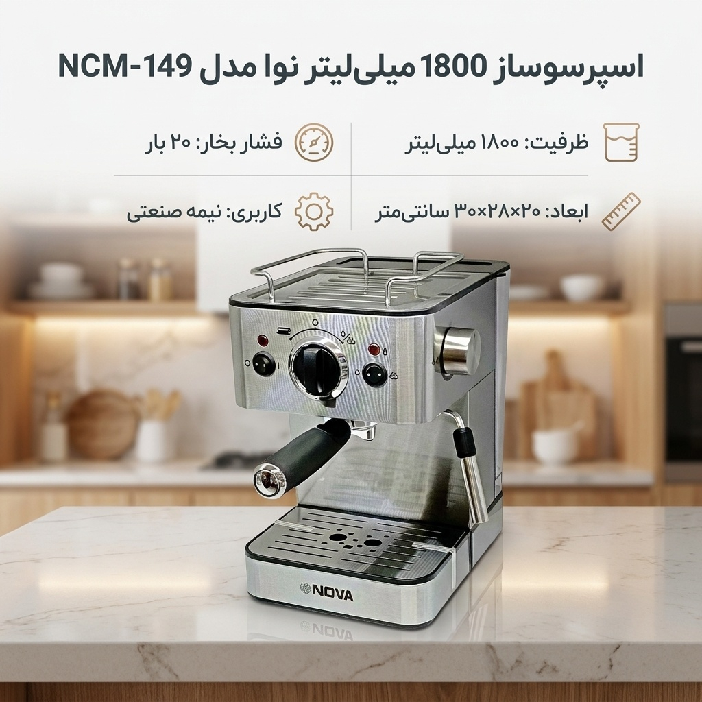 اسپرسو ساز 1800 میلی‌لیتر نوا مدل NCM-149