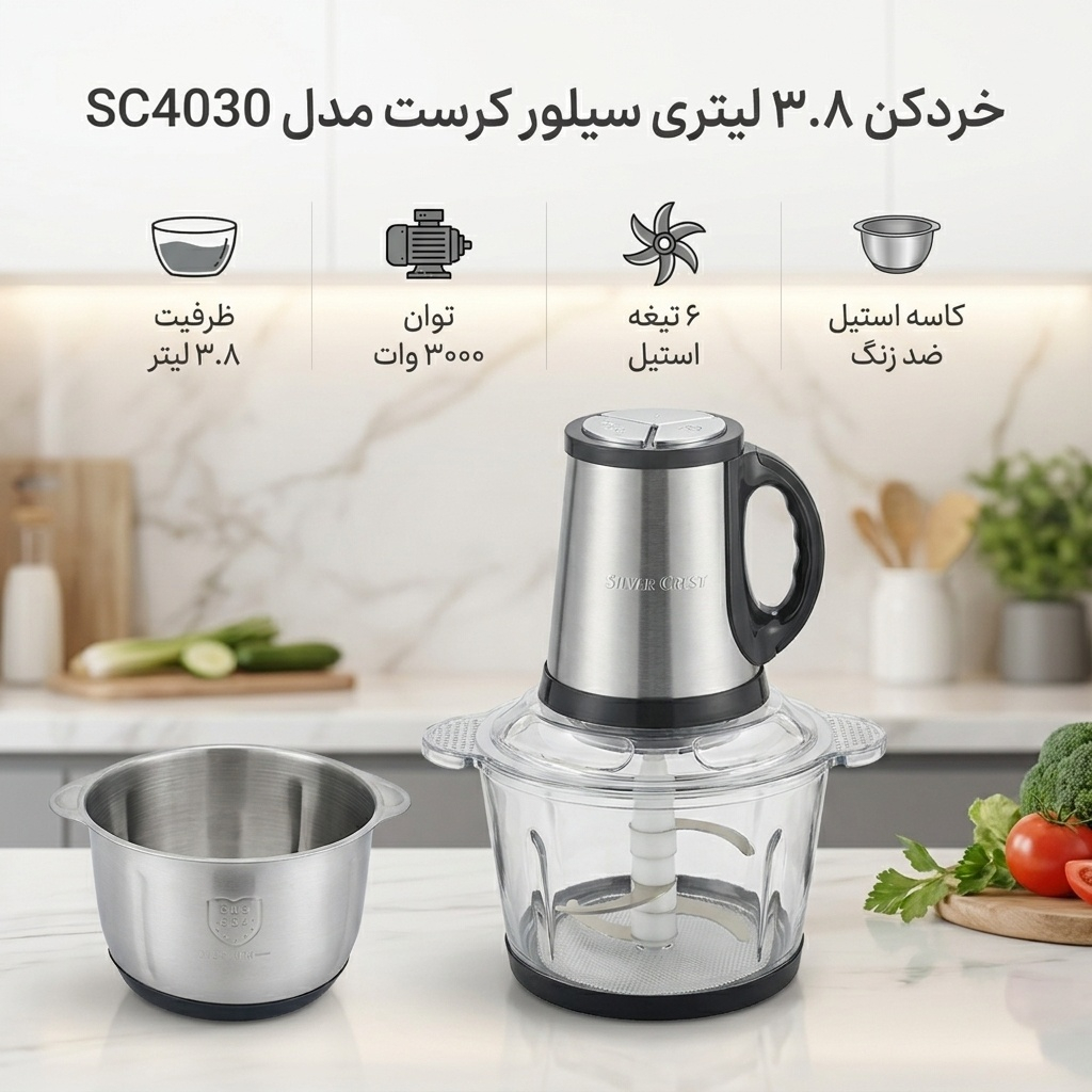 خردکن ۳.۸ لیتری سیلور کرست مدل SC4030