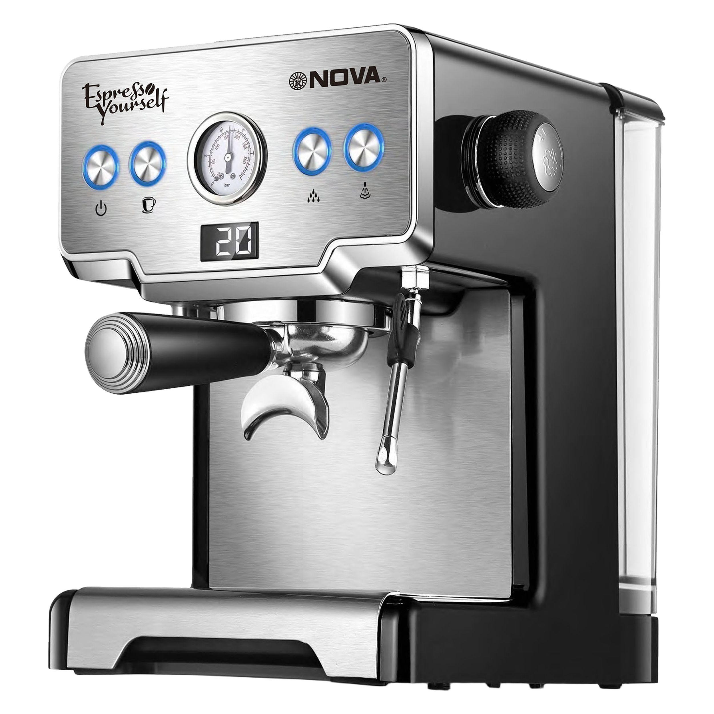 اسپرسوساز 1700 میلی‌لیتری نوا مدل NOVA NCM-128EXPS، مناسب تهیه اسپرسو، کافه لاته، موکا، کاپوچینو و ماکیاتو، دارای 1 عدد نازل قهوه، سیستم گرم کردن فنجان